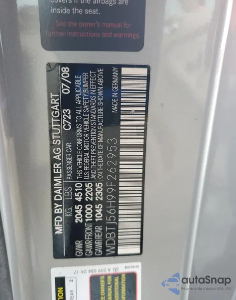 2009 Mercedes-Benz Clk 350 from USA, damaged, VIN WDBTJ56H99F262953